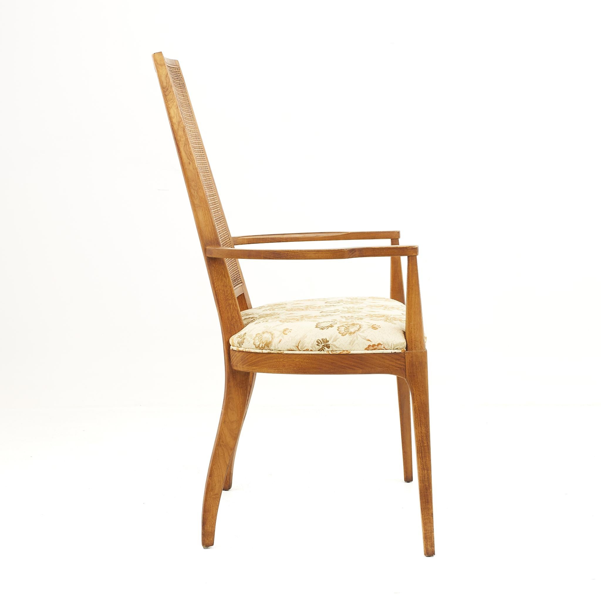 Lane Rhythm Mid-Century Walnut and Cane Dining Chairs, Set of 7 4