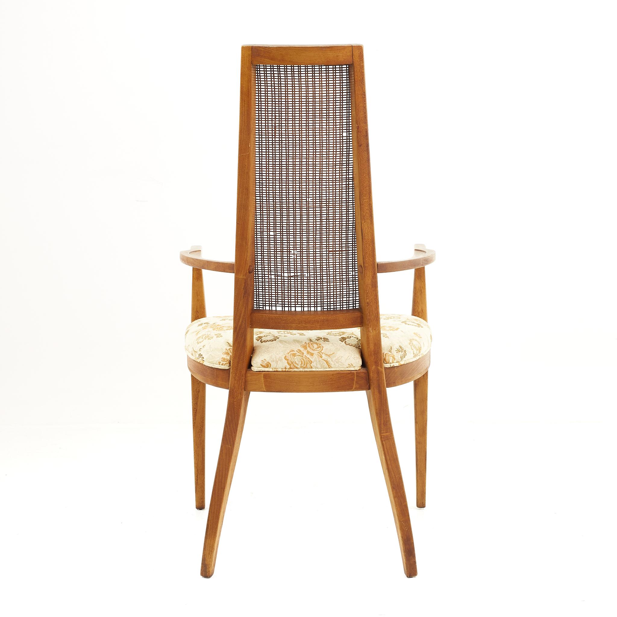 Lane Rhythm Mid-Century Walnut and Cane Dining Chairs, Set of 7 5