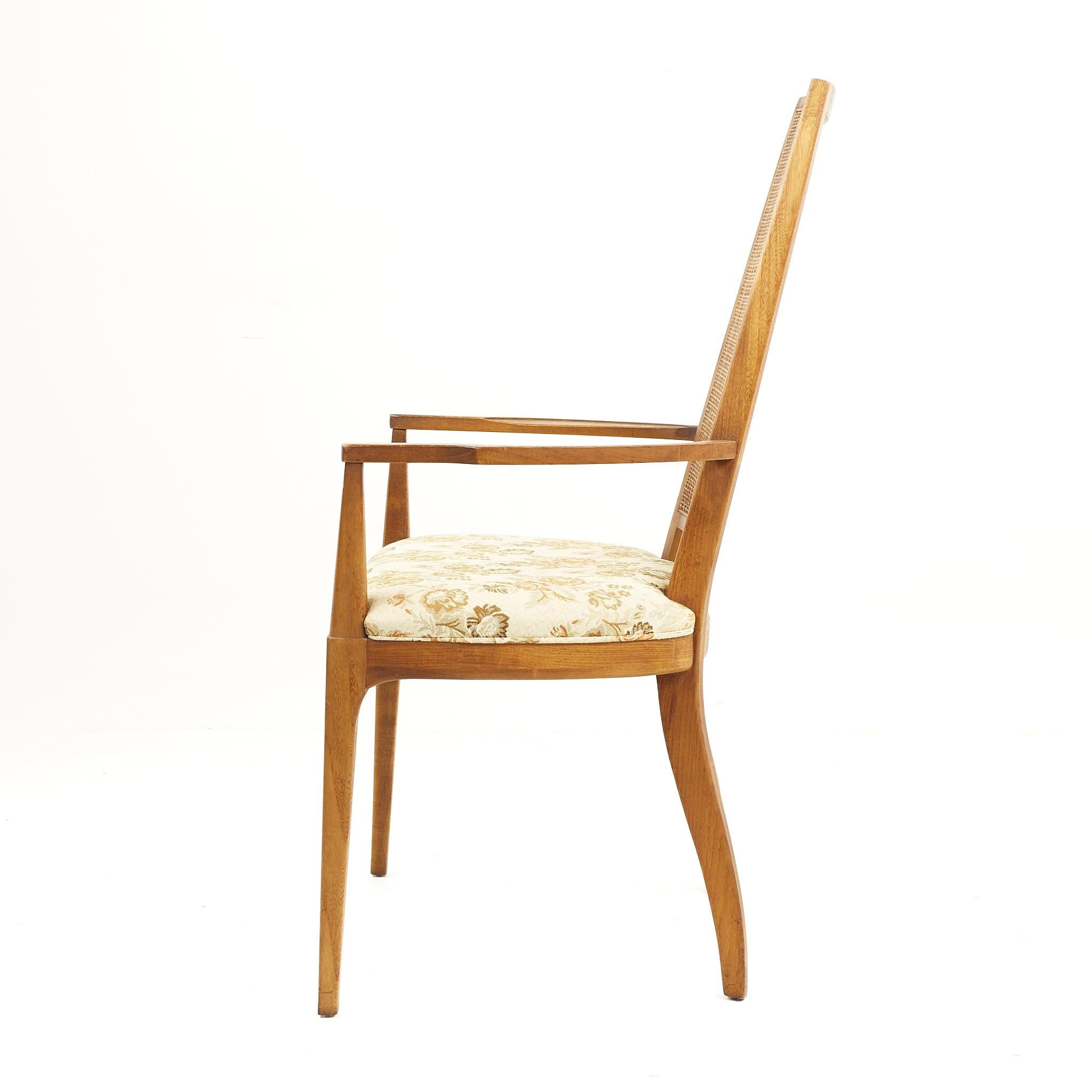 Lane Rhythm Mid-Century Walnut and Cane Dining Chairs, Set of 7 6