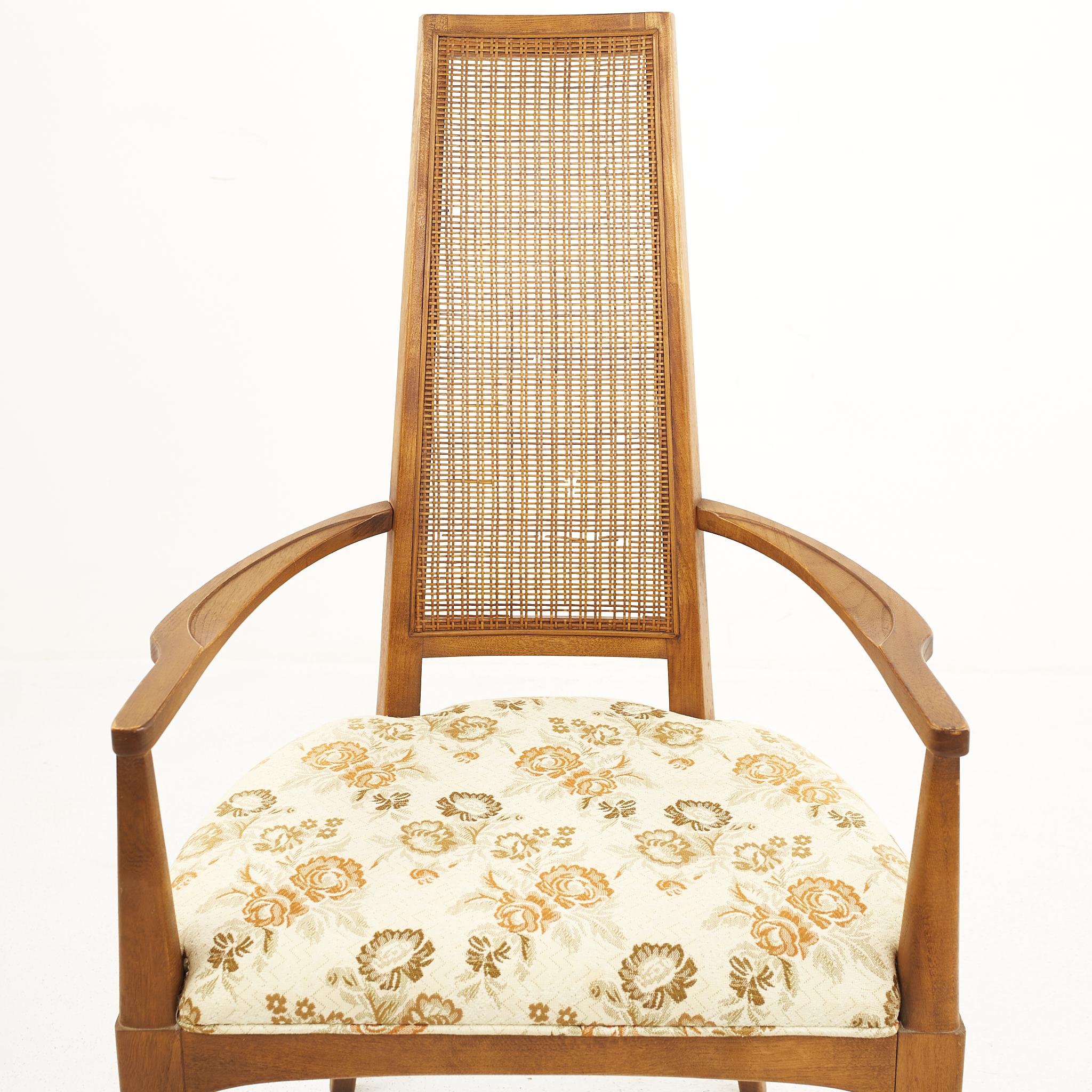 Lane Rhythm Mid-Century Walnut and Cane Dining Chairs, Set of 7 7