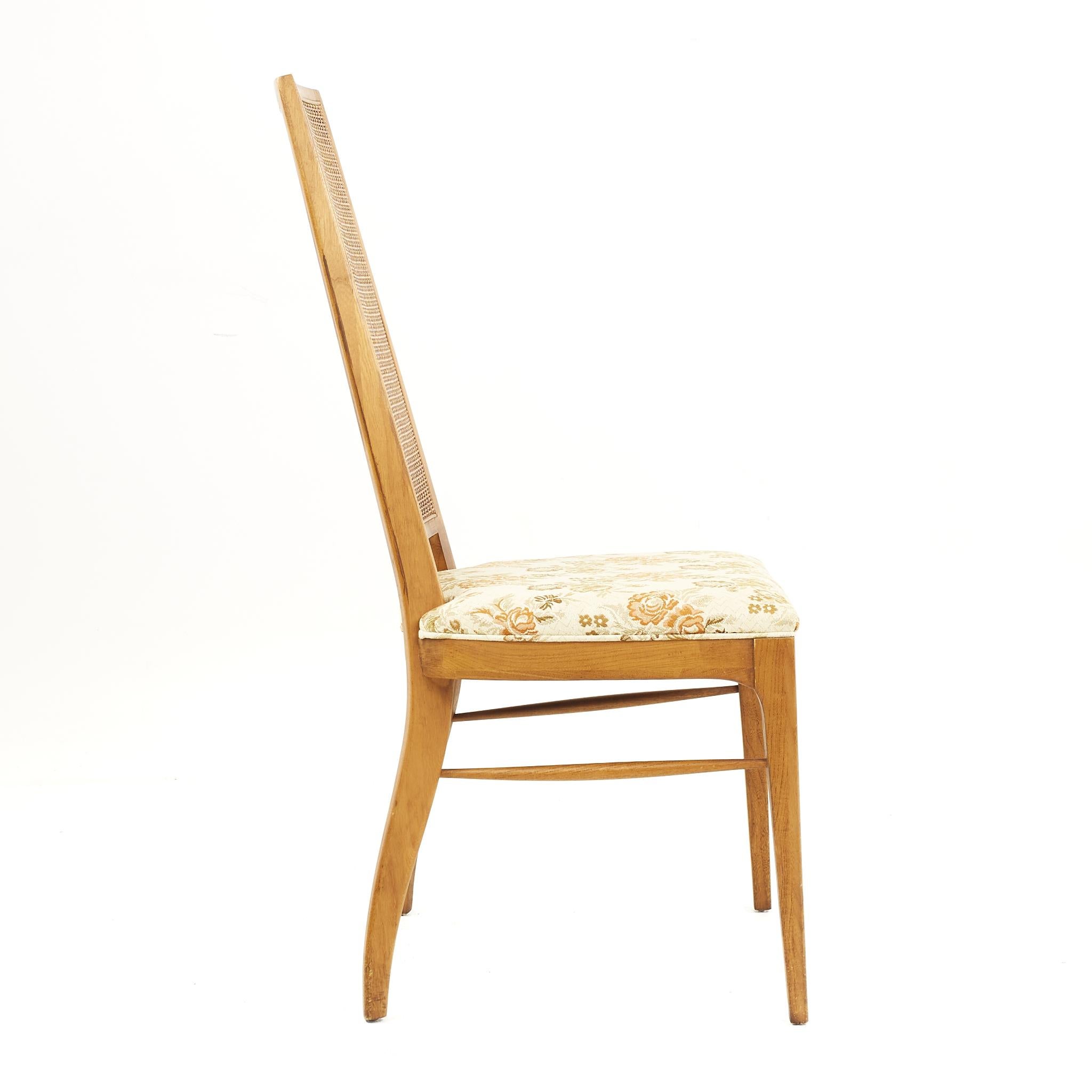 American Lane Rhythm Mid-Century Walnut and Cane Dining Chairs, Set of 7