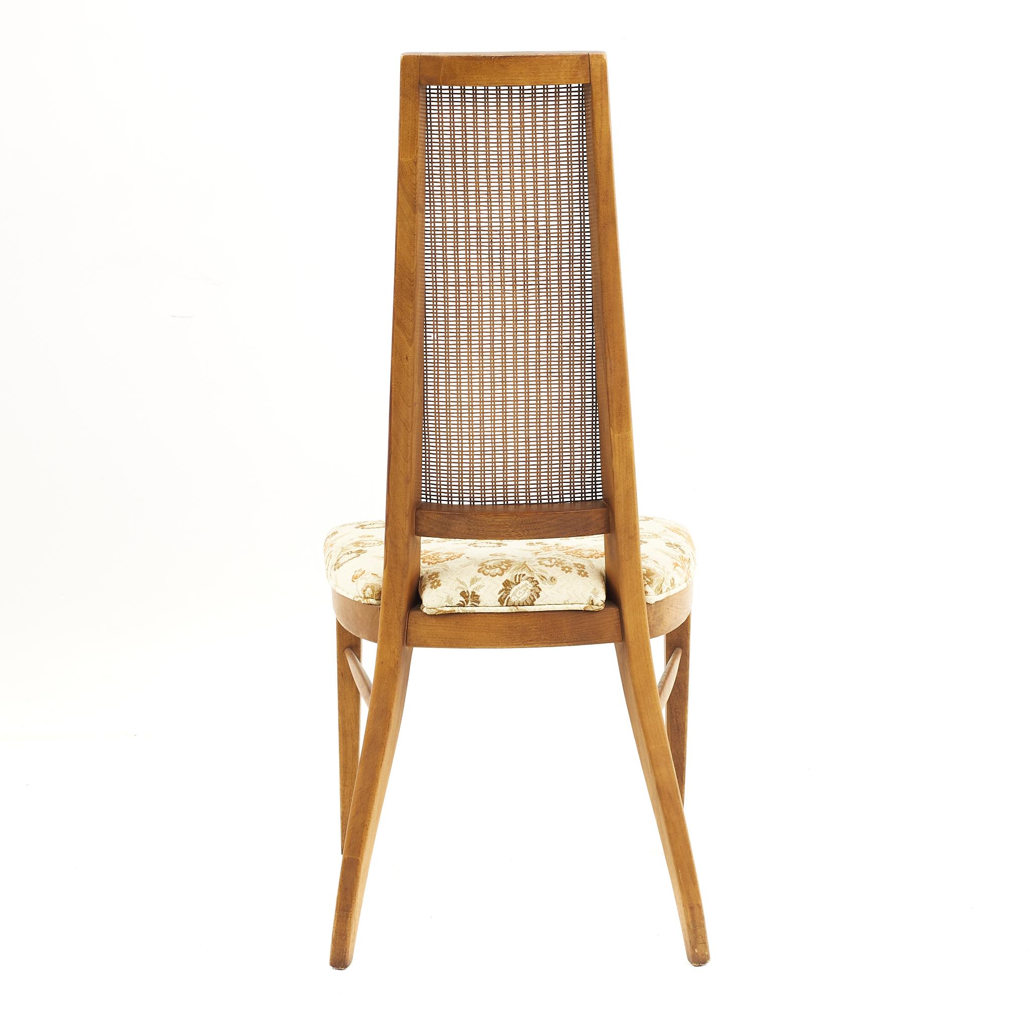 Lane Rhythm Mid-Century Walnut and Cane Dining Chairs, Set of 7 In Good Condition In Countryside, IL