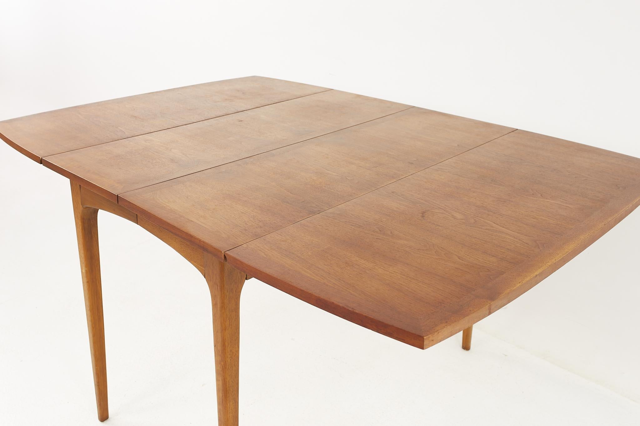 Late 20th Century Lane Rhythm Mid-Century Walnut Drop Leaf Expanding Dining Table with 2 Leaves For Sale