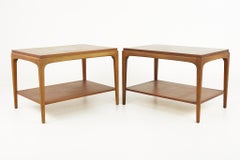 Lane Rhythm Mid Century Walnut Side End Tables, Pair