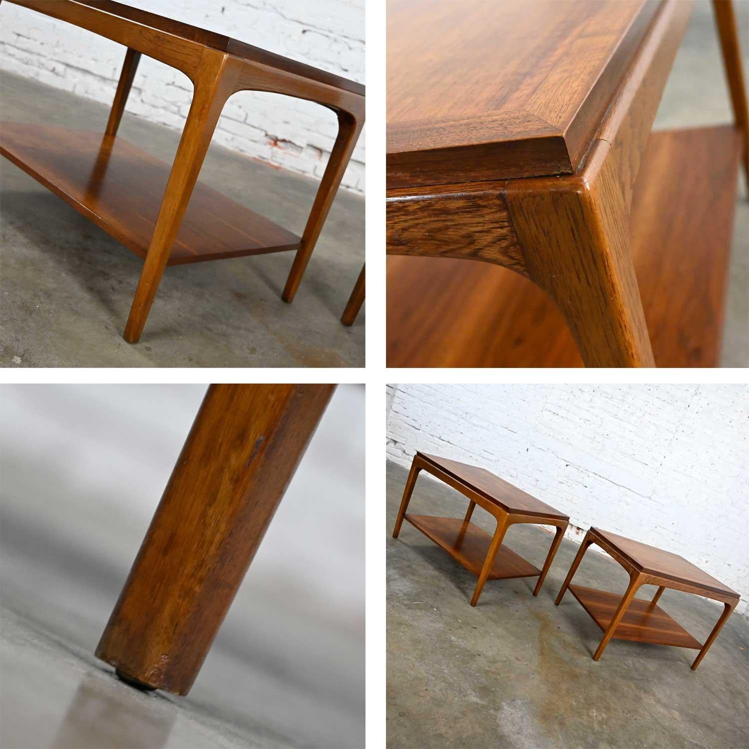 Lane Rhythm Pair of Mid-Century Modern Walnut End Tables with Lower Shelf 2