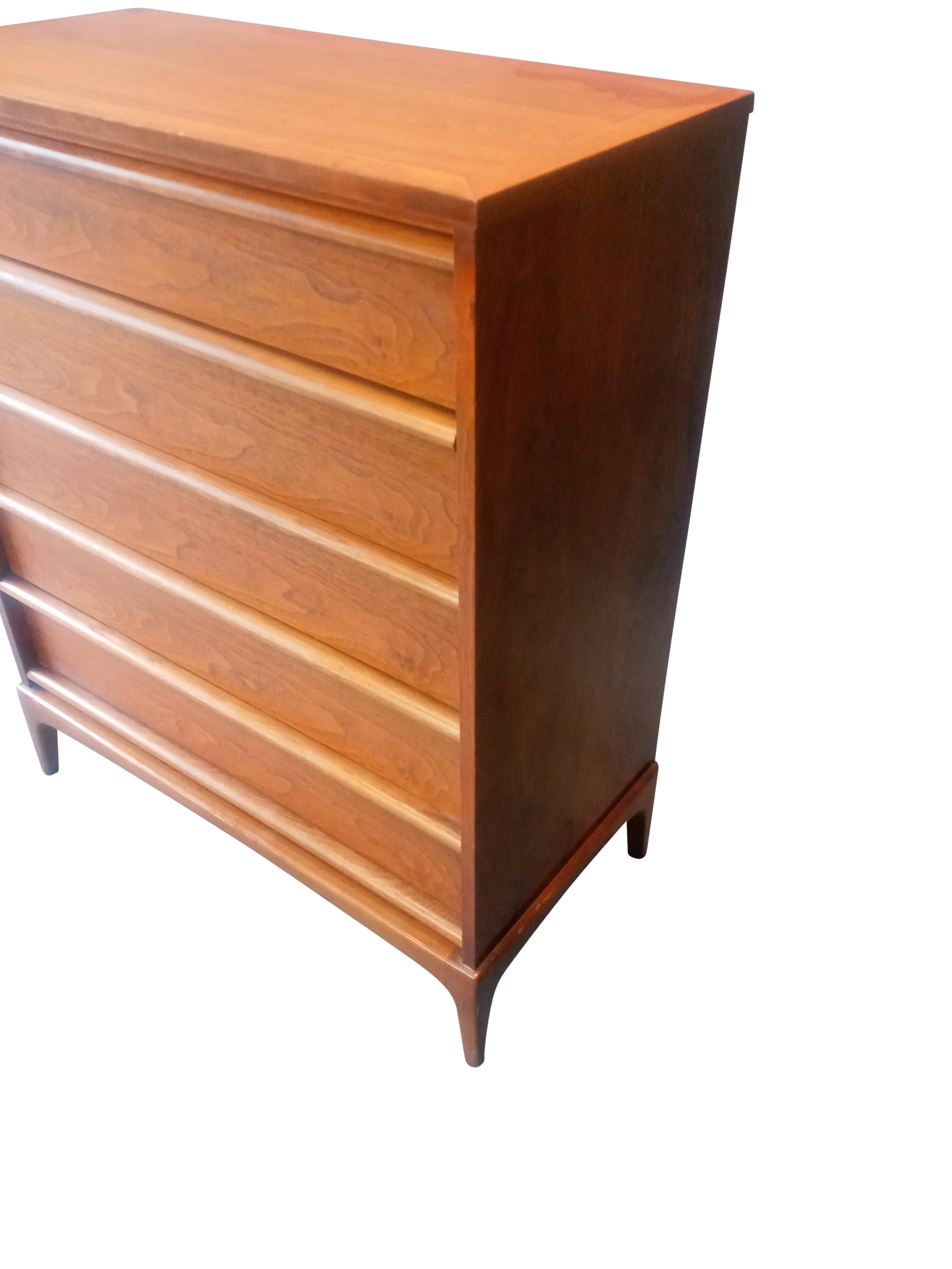 Mid-Century Modern Lane Rhythm Paul McCobb Style Walnut Tall Dresser, Mid-Century
