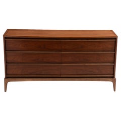 Lane Rhythm Six Drawer Low Dresser Walnut Ash Restored