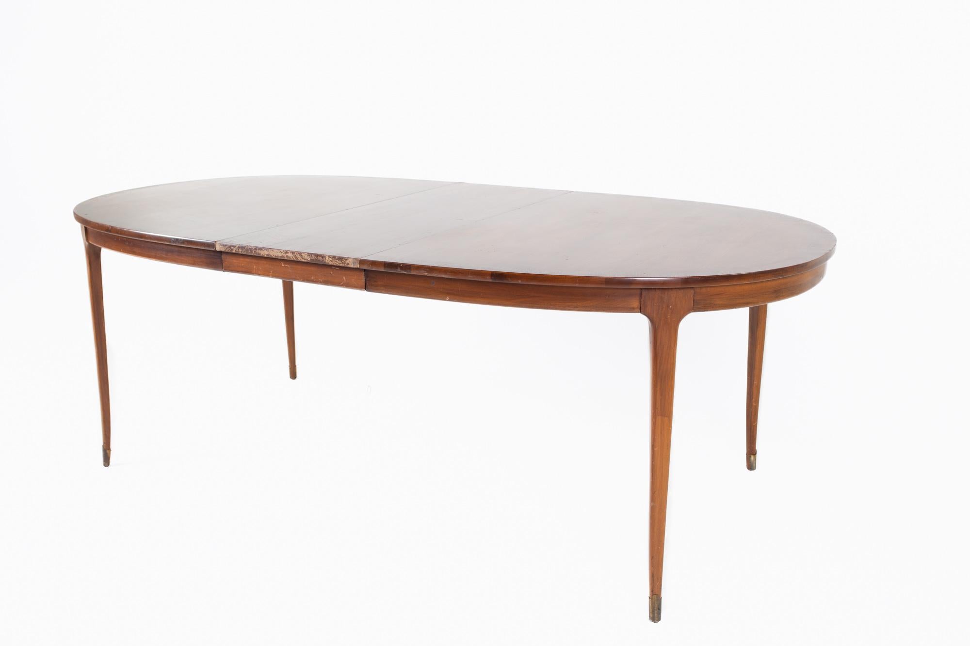 Lane Rhythm Style Mid Century Oval Walnut Dining Table with Brass Tipped Legs an 3