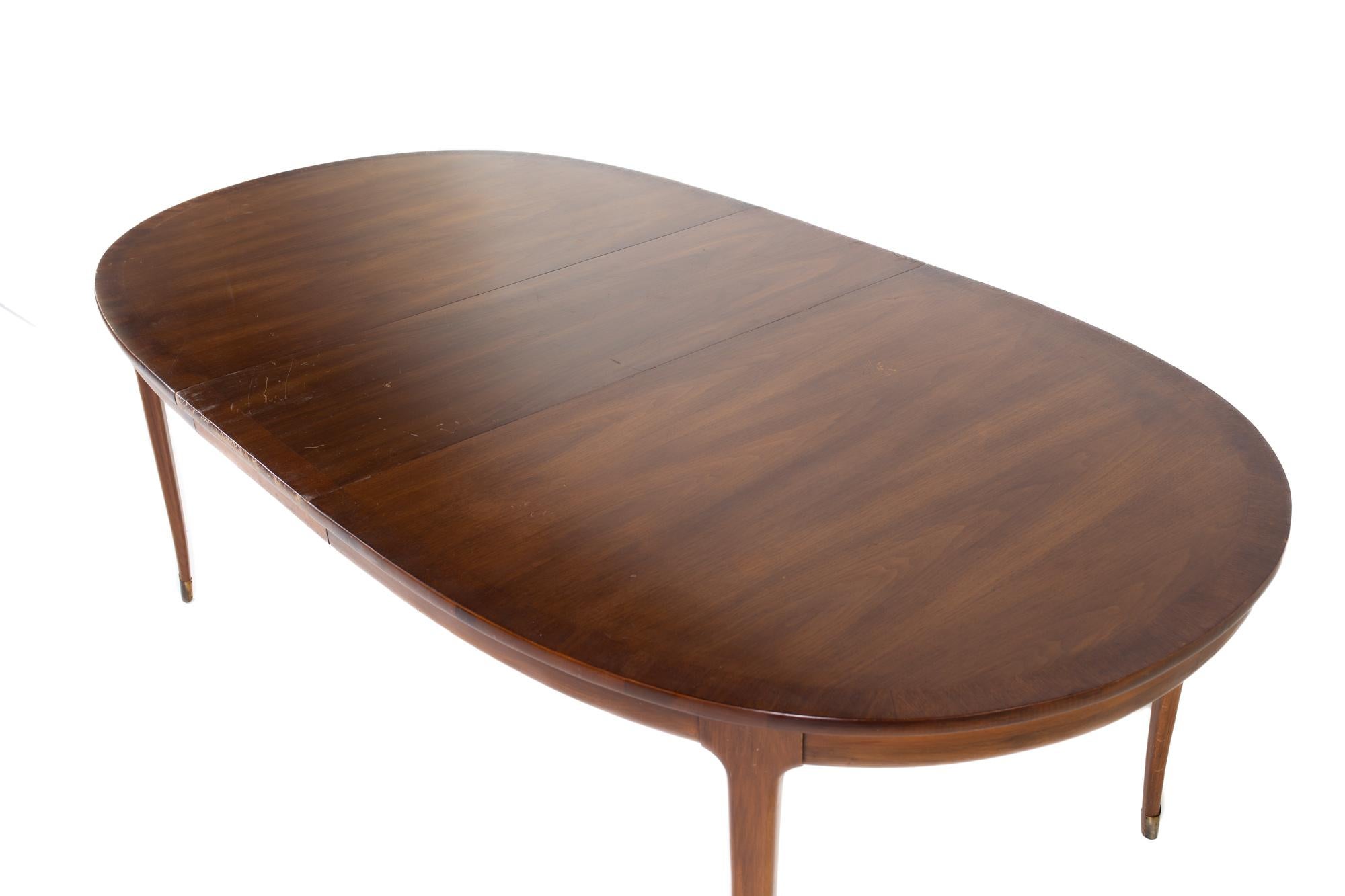 Lane Rhythm Style Mid Century Oval Walnut Dining Table with Brass Tipped Legs an 5