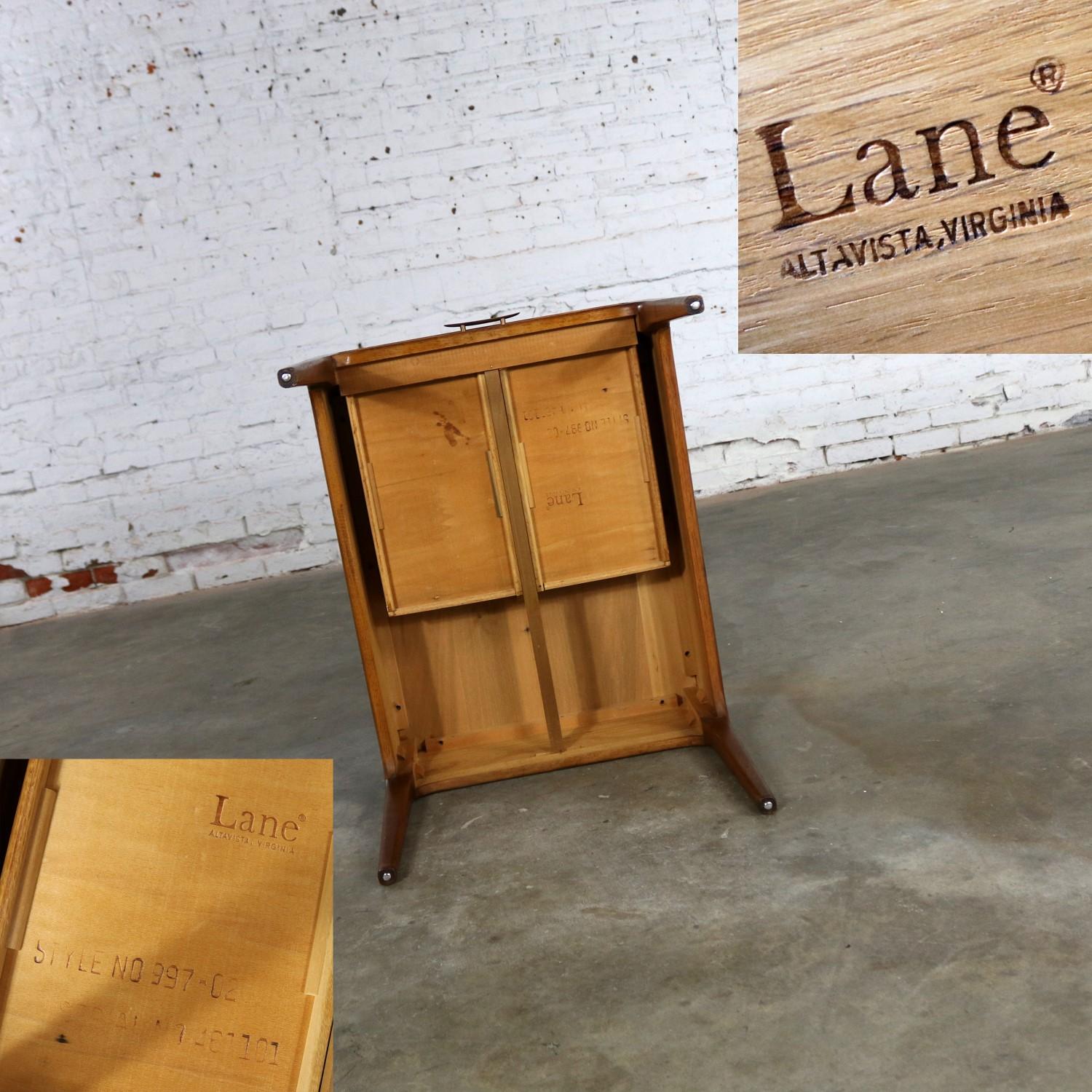 Lane Rhythm Walnut End Table with Drawer Mid-Century Modern 6