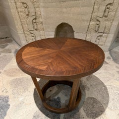 Lane Rhythm Walnut Round Drum Side Table Mid Century Modern