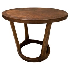 Lane Rhythm Walnut Round Drum Side Table Mid Century Modern