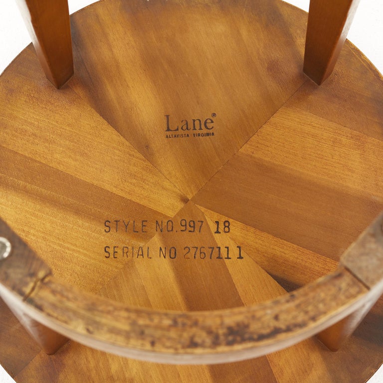 Lane Rhythm Walnut Round Side Tables, Pair For Sale 4