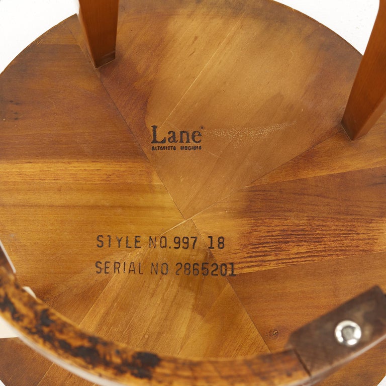 Lane Rhythm Walnut Round Side Tables, Pair For Sale 5