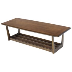 Used Lane Rounded Rectangle Shape Two-Tier Walnut Coffee Table