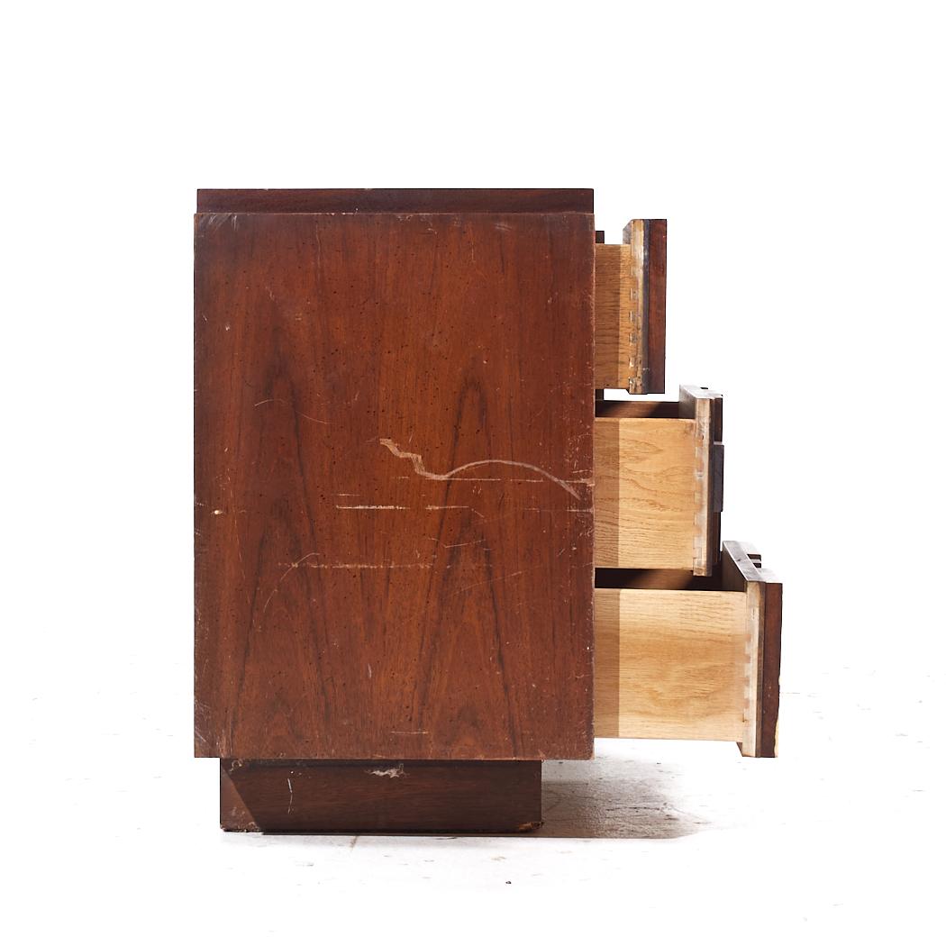 American Lane Stacatto Brutalist Mid Century Walnut Lowboy Dresser