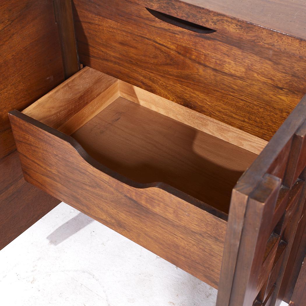 Lane Stacatto Brutalist Mid Century Walnut Lowboy Dresser 2