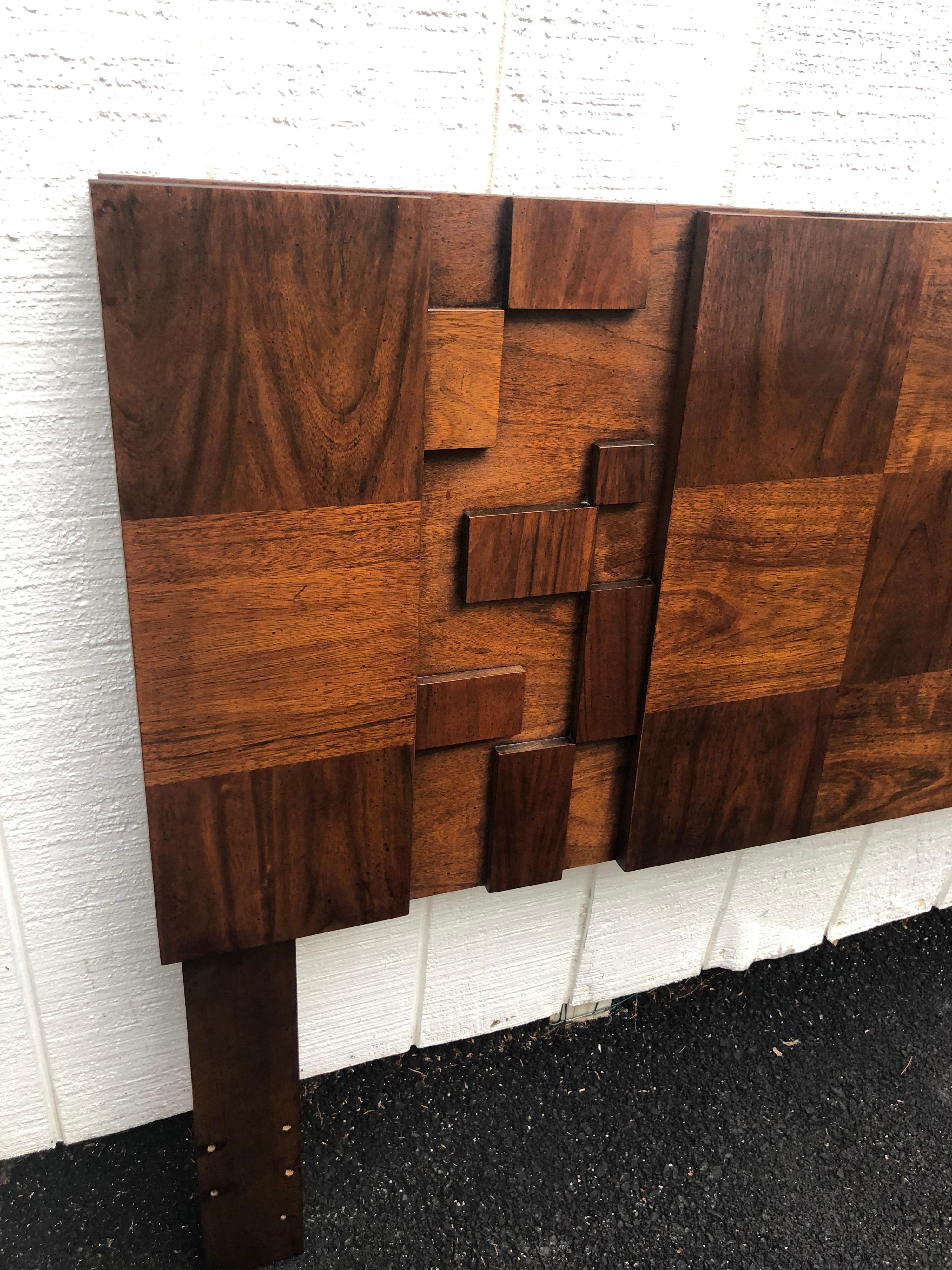 Lane Staccato Brutalist Mid Century Headboard In Good Condition In Redding, CT