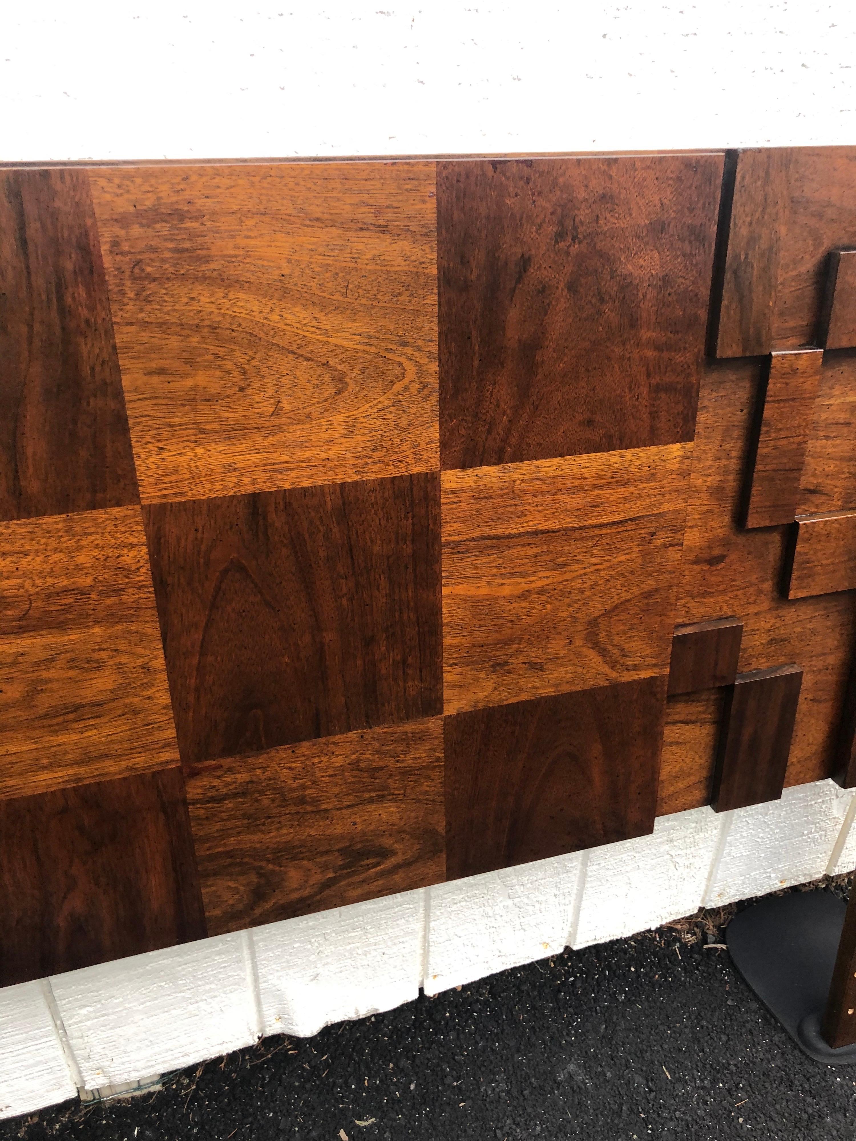 Wood Lane Staccato Brutalist Mid Century Headboard