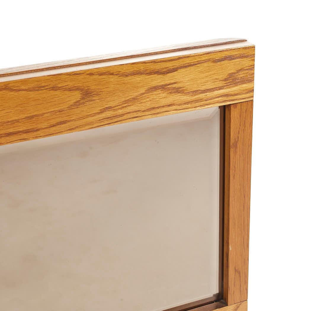 Mid-Century Modern Lane Staccato Brutalist Mid Century Oak and Mirror King Headboard For Sale