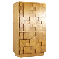 Mid-Century Brutalist Armoire by Lane For Sale at 1stDibs