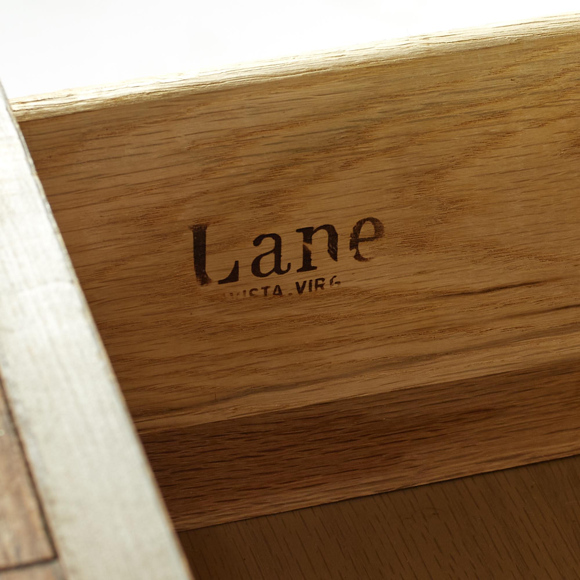 Lane Staccato Brutalist Midcentury Oak Lowboy Dresser For Sale 3