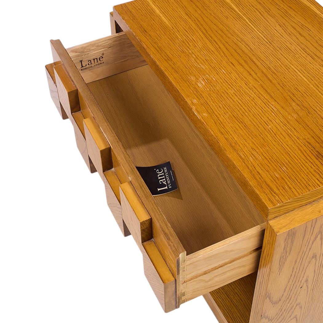 Lane Staccato Brutalist Mid Century Tables de nuit en Oak - Paire en vente 2