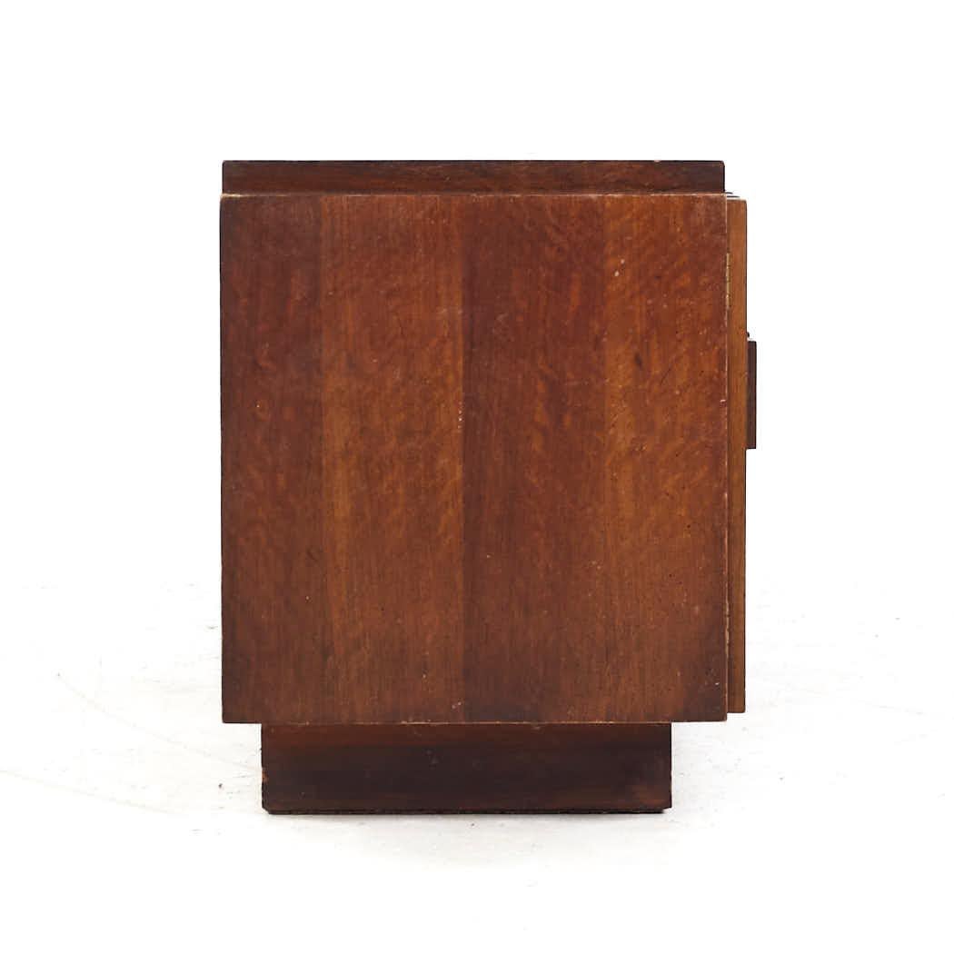 Glass Lane Staccato Brutalist Mid Century Walnut Buffet and Hutch For Sale