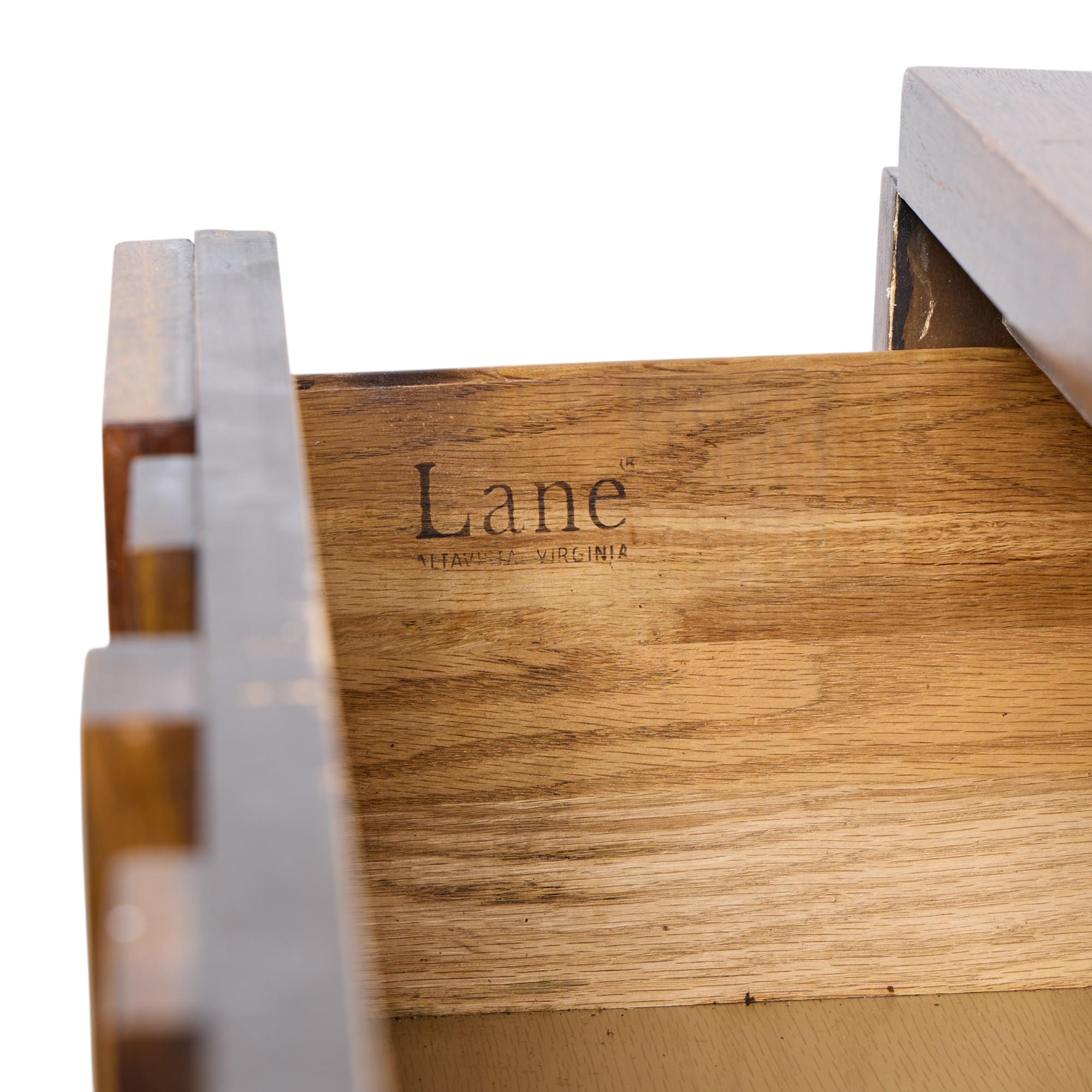 Lane Staccato Brutalist Mid Century Walnut Highboy Dresser For Sale 1
