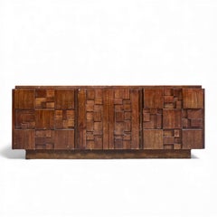 Lane Staccato Brutalist Mid Century Walnut Lowboy Dresser