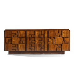 Lane Staccato Brutalist Mid Century Walnut Lowboy Dresser