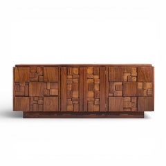 Lane Staccato Brutalist Mid Century Walnut Lowboy Dresser