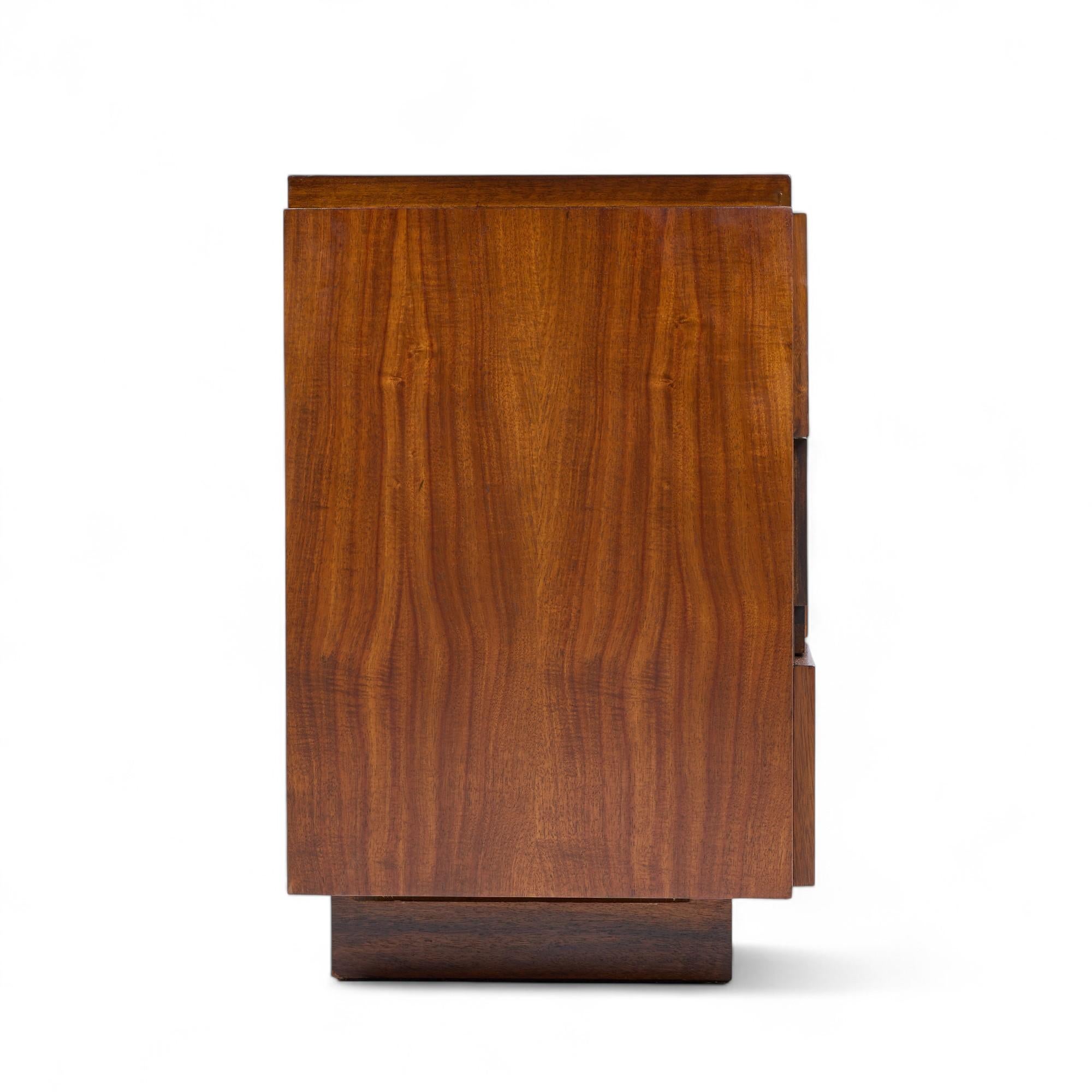 American Lane Staccato Brutalist Mid Century Walnut Lowboy Dresser For Sale