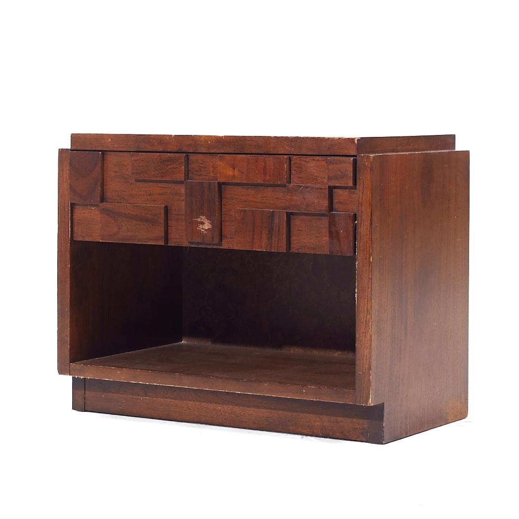 Mid-Century Modern Lane Staccato Brutalist Mid Century Walnut Nightstand For Sale