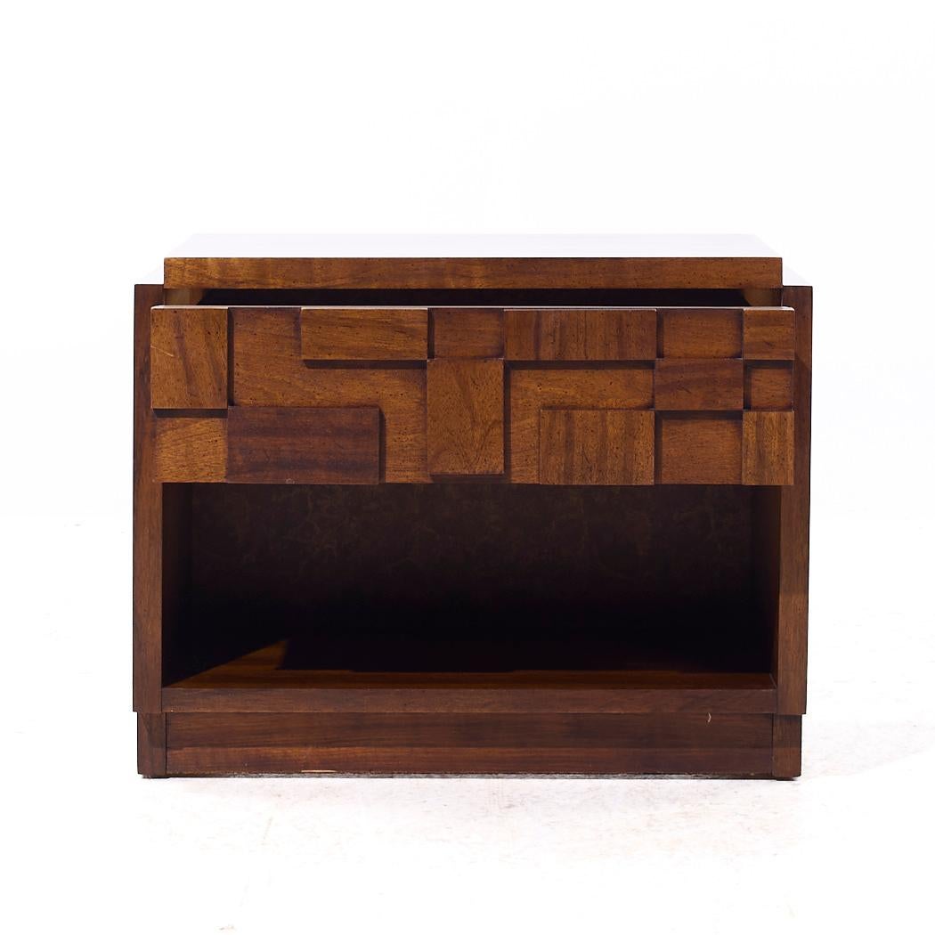 Lane Staccato Brutalist Mid Century Walnut Nightstands - Pair 5