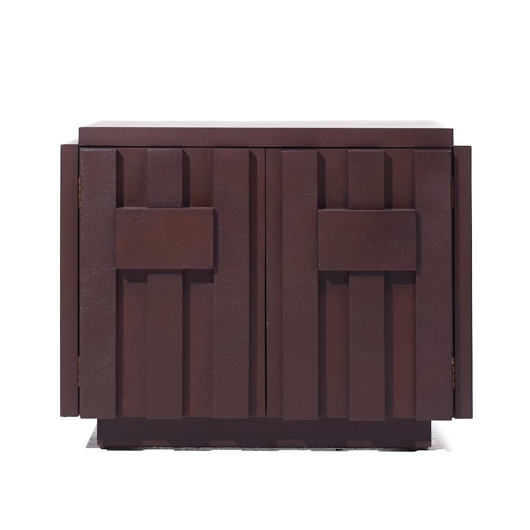 Mesillas de noche Lane Staccato Brutalist Mid Century Nogal - Pareja en Bueno estado para la venta en Countryside, IL