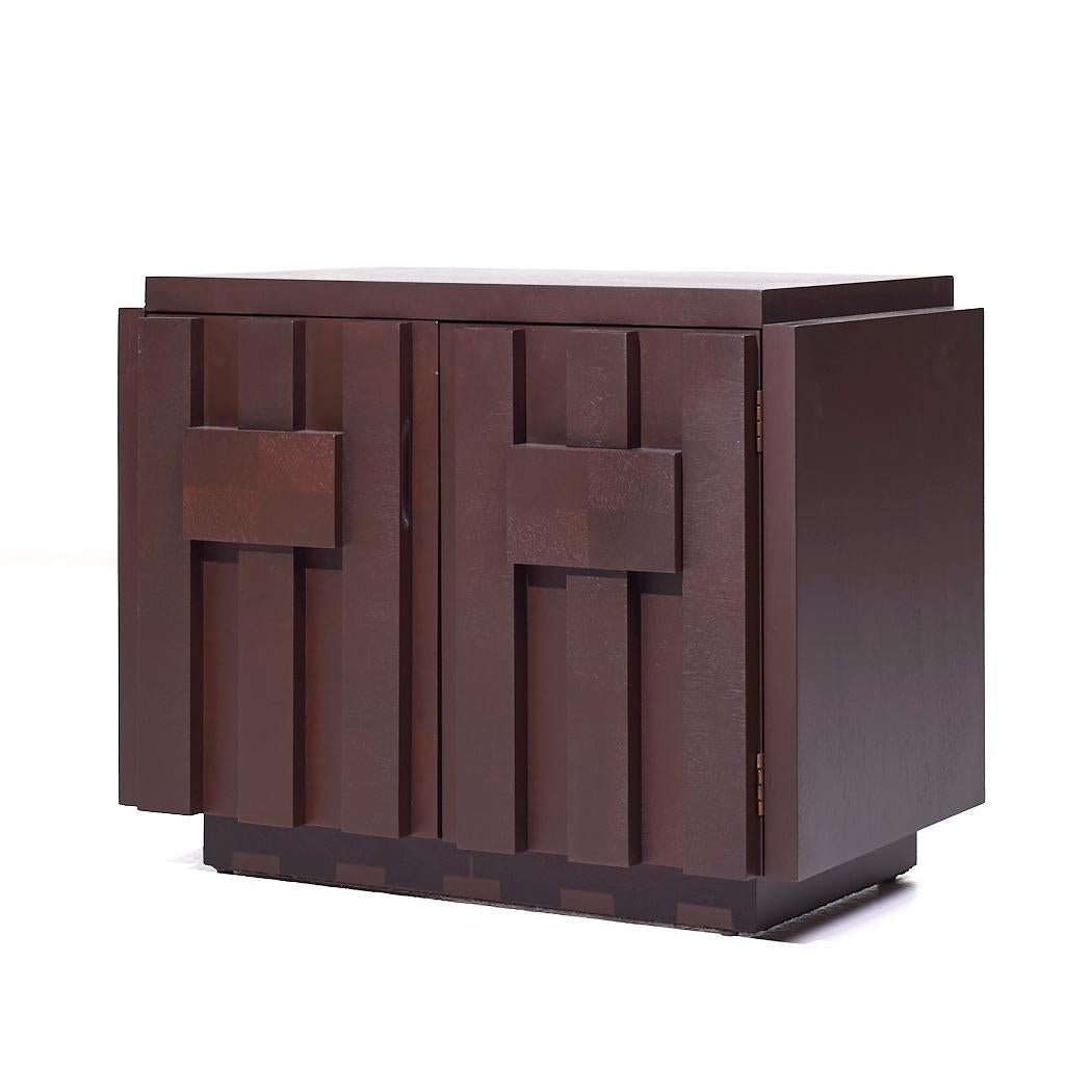 Mesillas de noche Lane Staccato Brutalist Mid Century Nogal - Pareja finales del siglo XX en venta