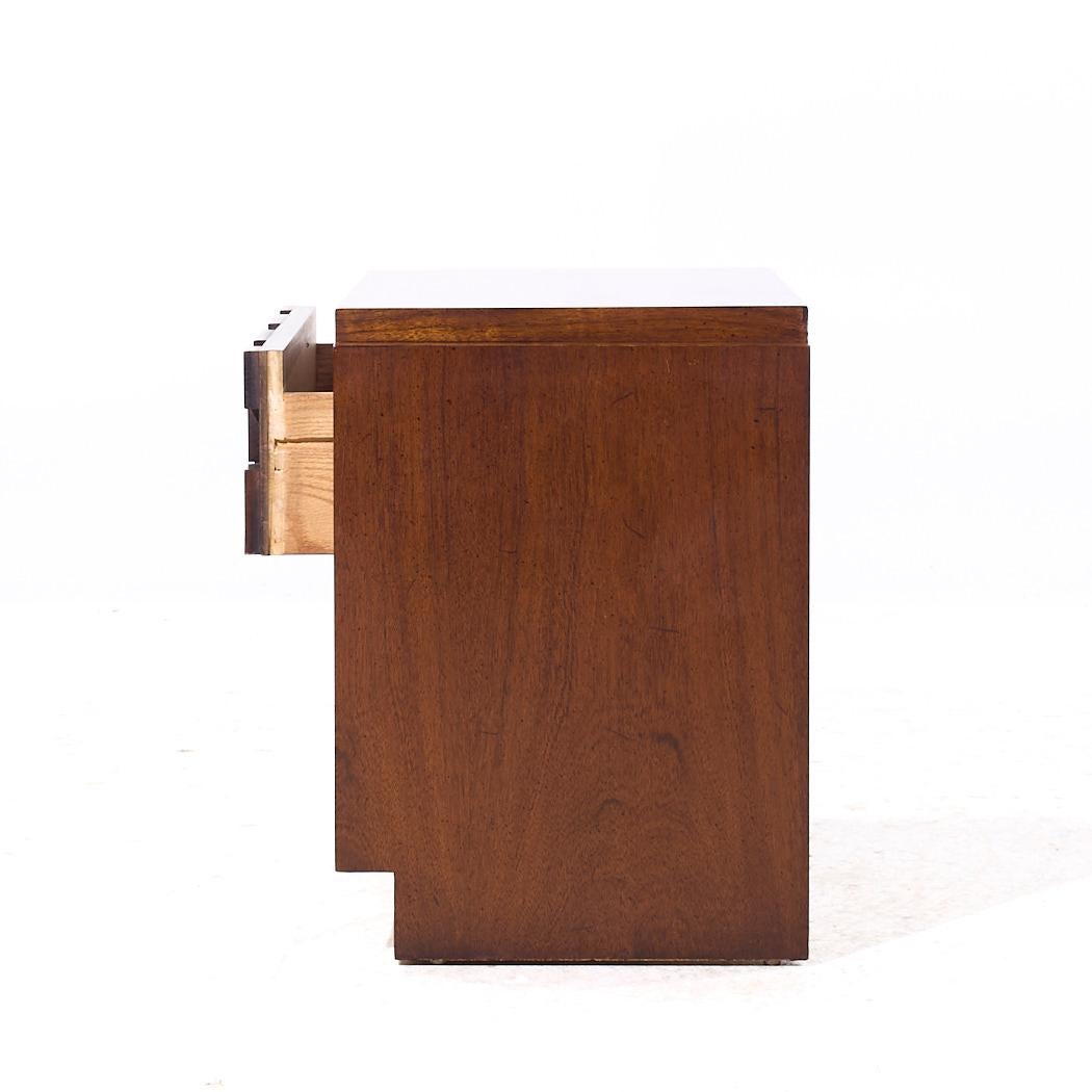 Lane Staccato Brutalist Mid Century Walnut Nightstands - Pair 2