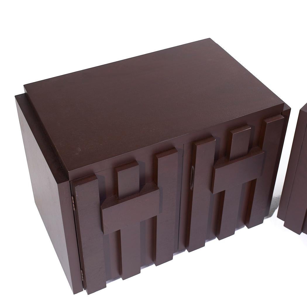 Mesillas de noche Lane Staccato Brutalist Mid Century Nogal - Pareja en venta 3
