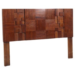 Retro Lane Staccato Brutalist Mid Century Walnut Queen Headboard