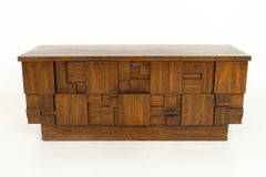 Lane Staccato Brutalist Mid Century Walnut Storage Bench