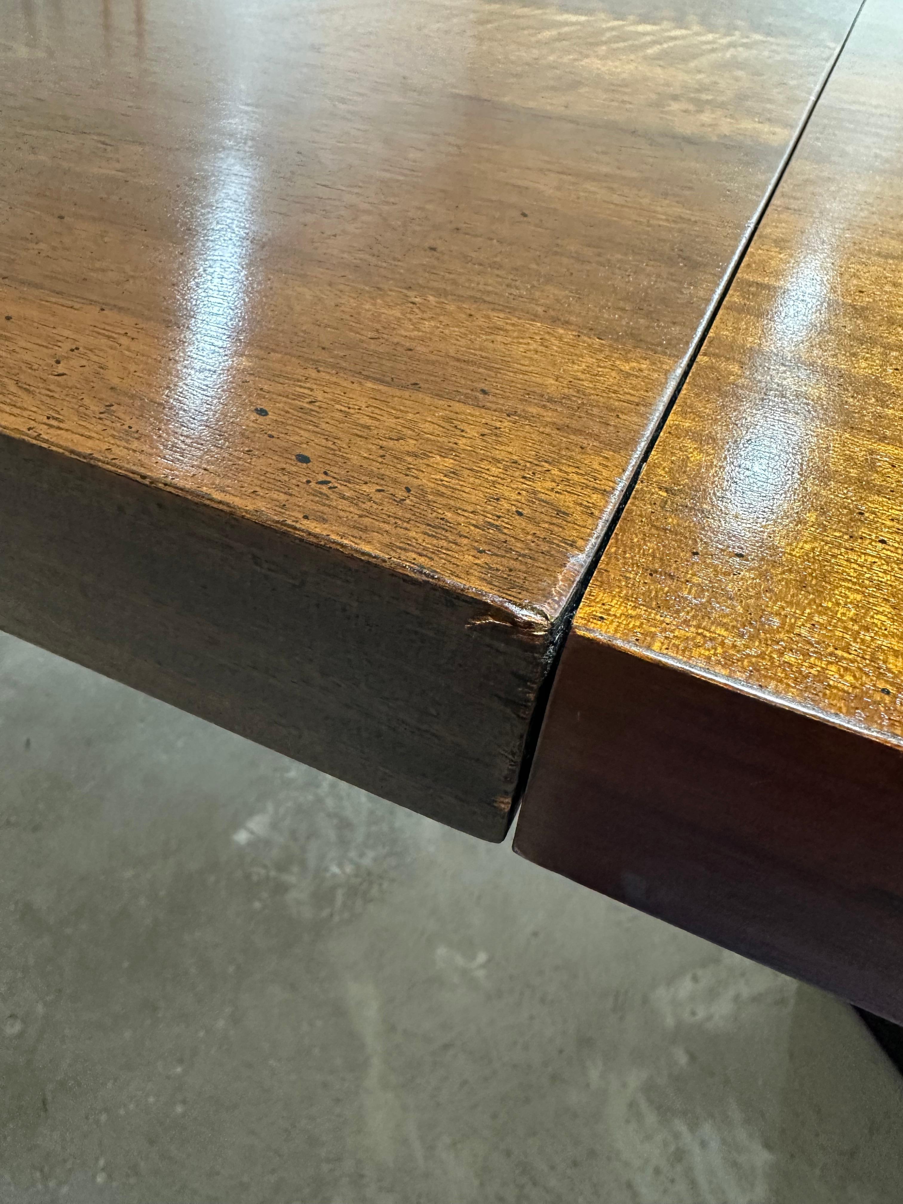 Lane Staccato Brutalist Parquetry Extension Dining Table en vente 2