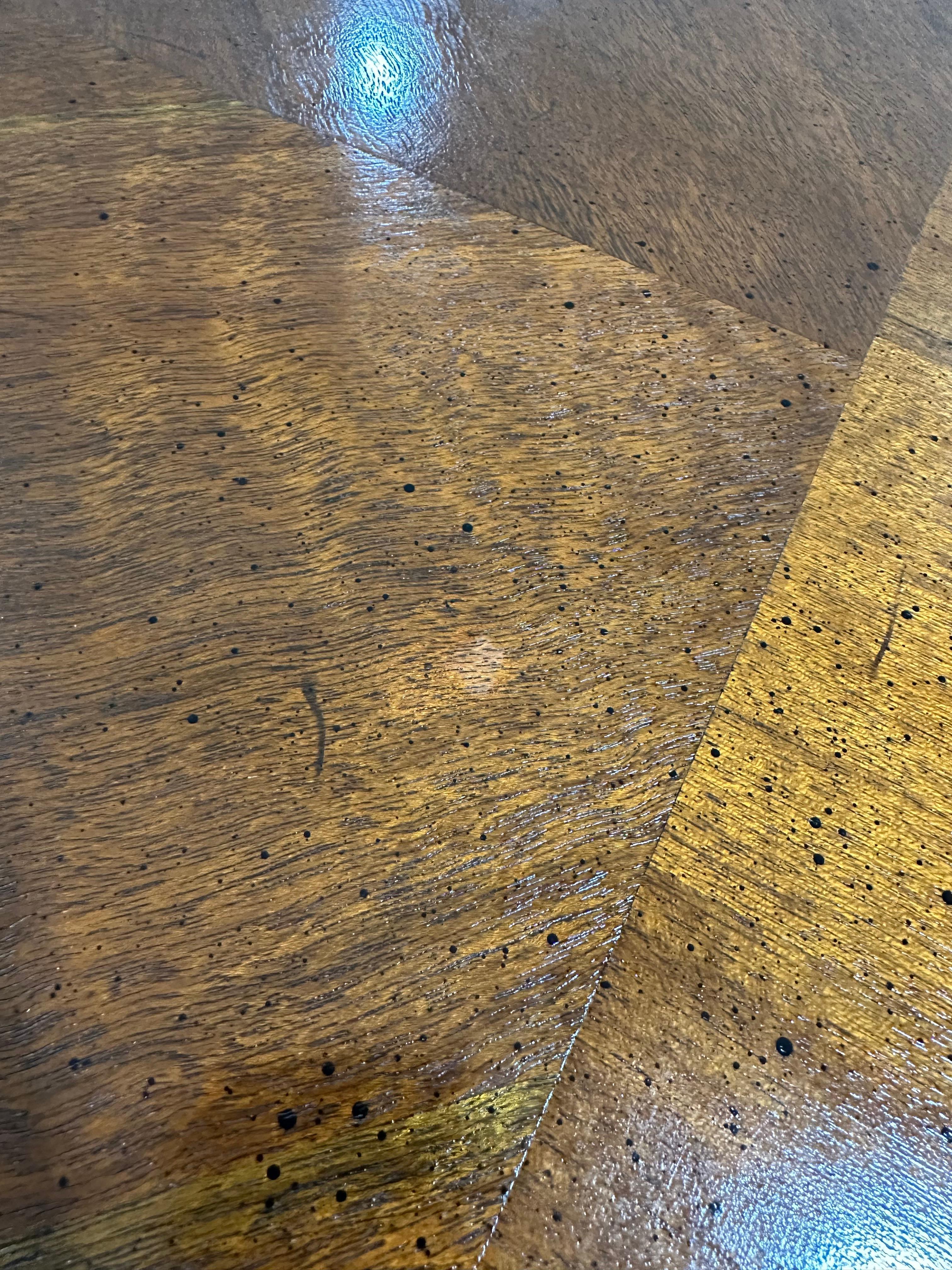 Lane Staccato Brutalist Parquetry Extension Dining Table en vente 3