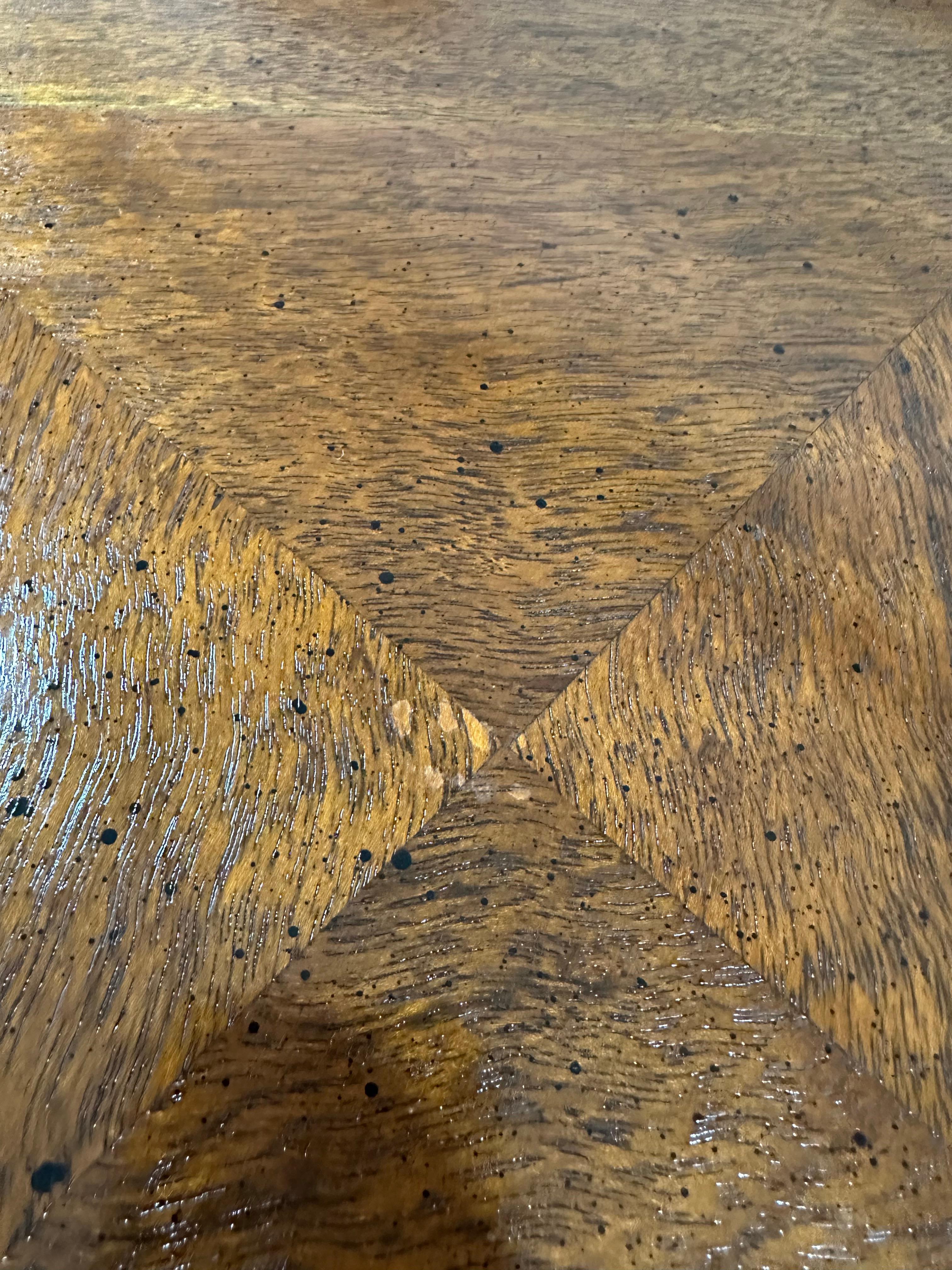 Lane Staccato Brutalist Parquetry Extension Dining Table en vente 4