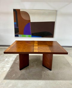 Lane Staccato Brutalist Parquetry Extension Dining Table