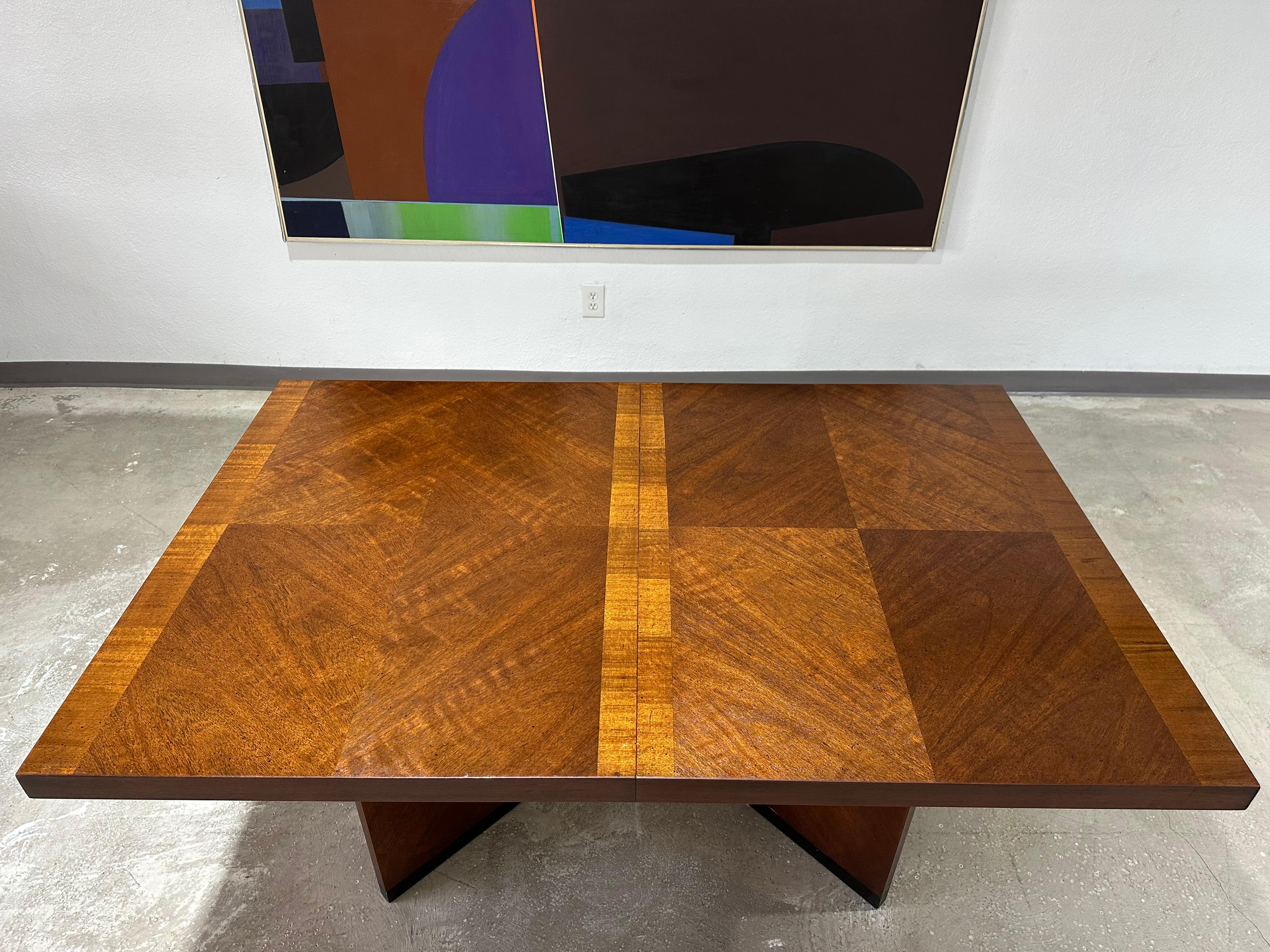 Mid-Century Modern Lane Staccato Brutalist Parquetry Extension Dining Table en vente