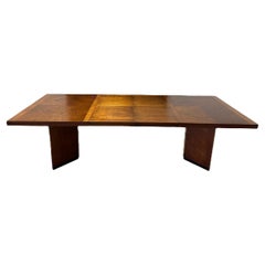 Lane Staccato Brutalist Parquetry Extension Dining Table