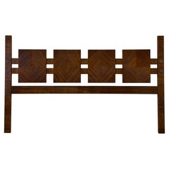 Lane Staccato Brutalist Style King Size Headboard - Vintage Mid Century Bed