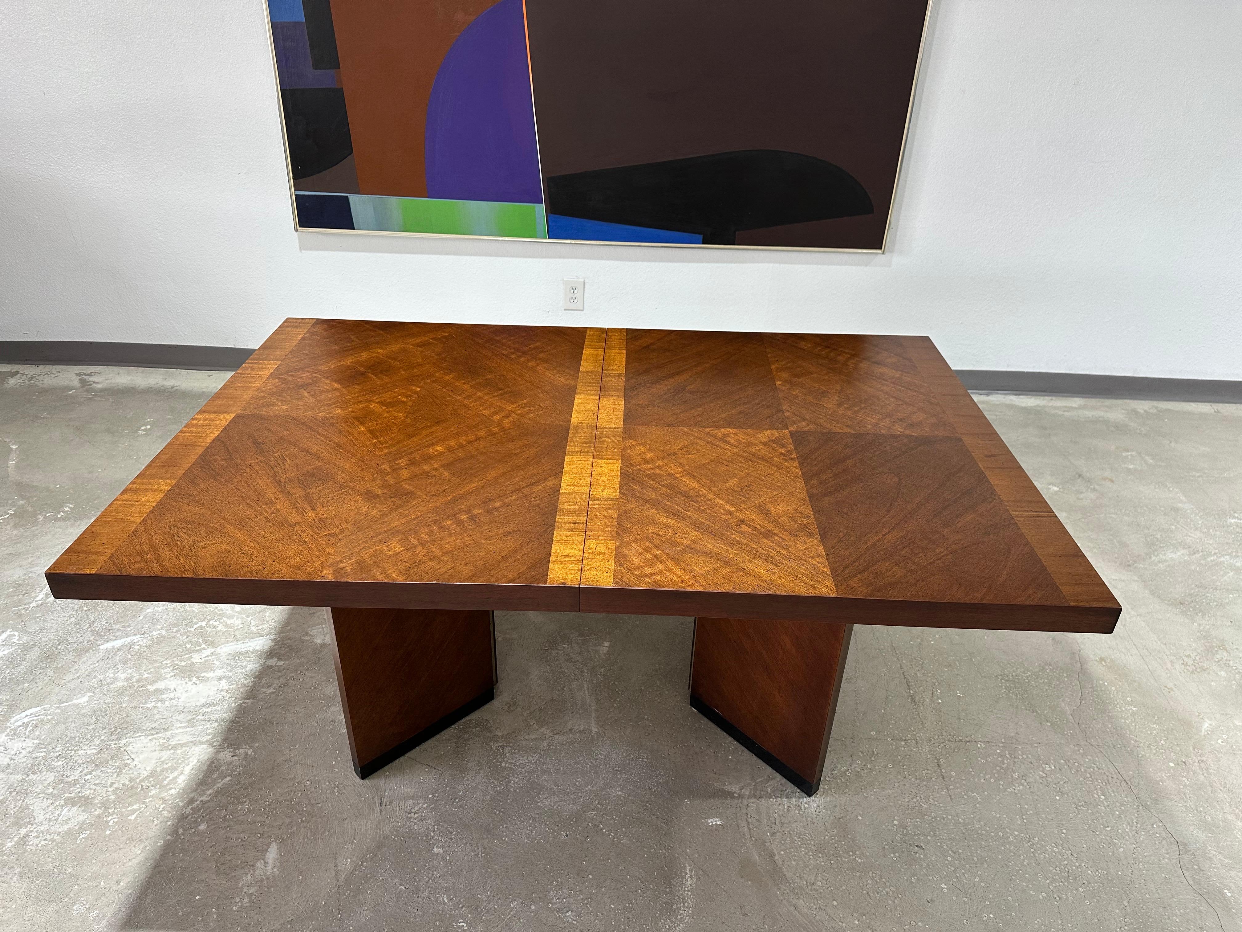 Lane Staccato Brutalist Walnut Dining Set, Table and 6 Chairs For Sale 3