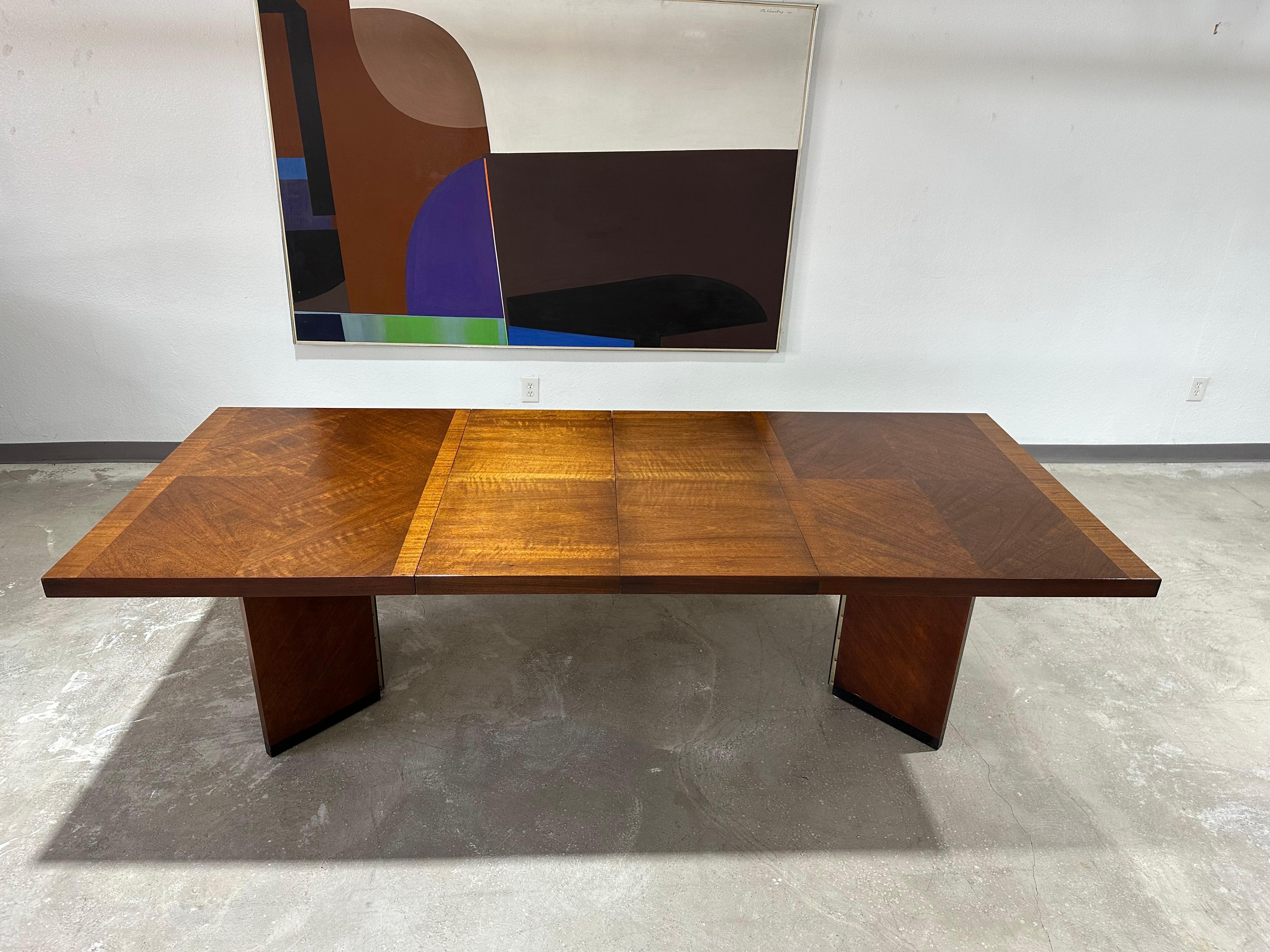 Lane Staccato Brutalist Walnut Dining Set, Table and 6 Chairs For Sale 5